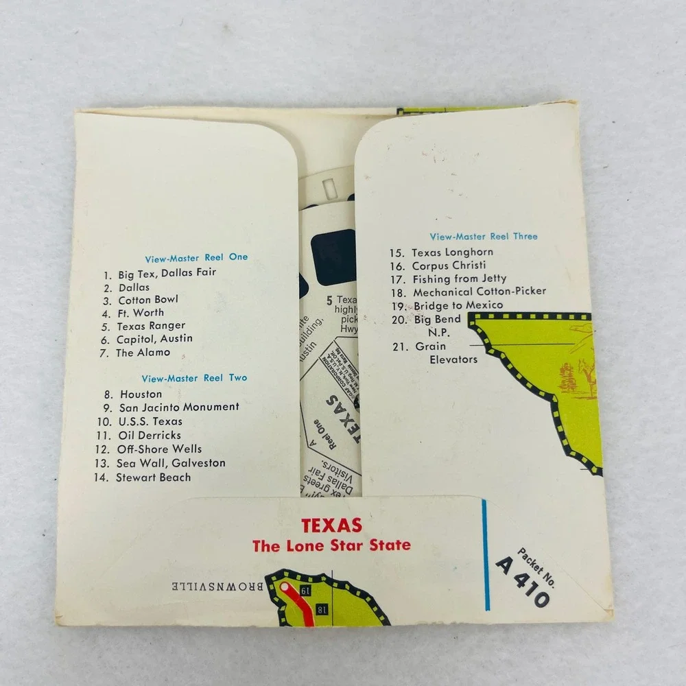 Vintage GAF View-Master Guided Picture Tour of Texas 3 Reel Set A 410 Booklet